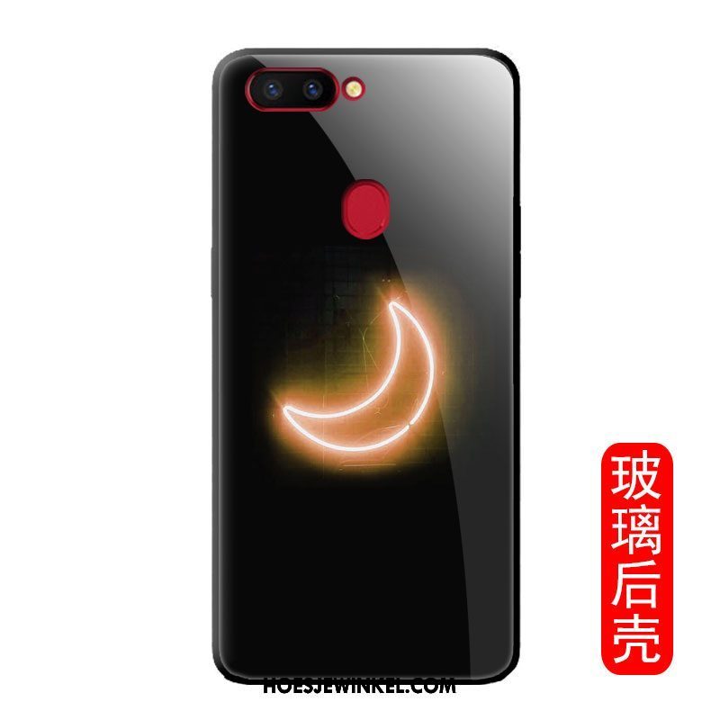 Oppo F9 Starry Hoesje Lovers Zwart Eenvoudige, Oppo F9 Starry Hoesje Glas Pailletten