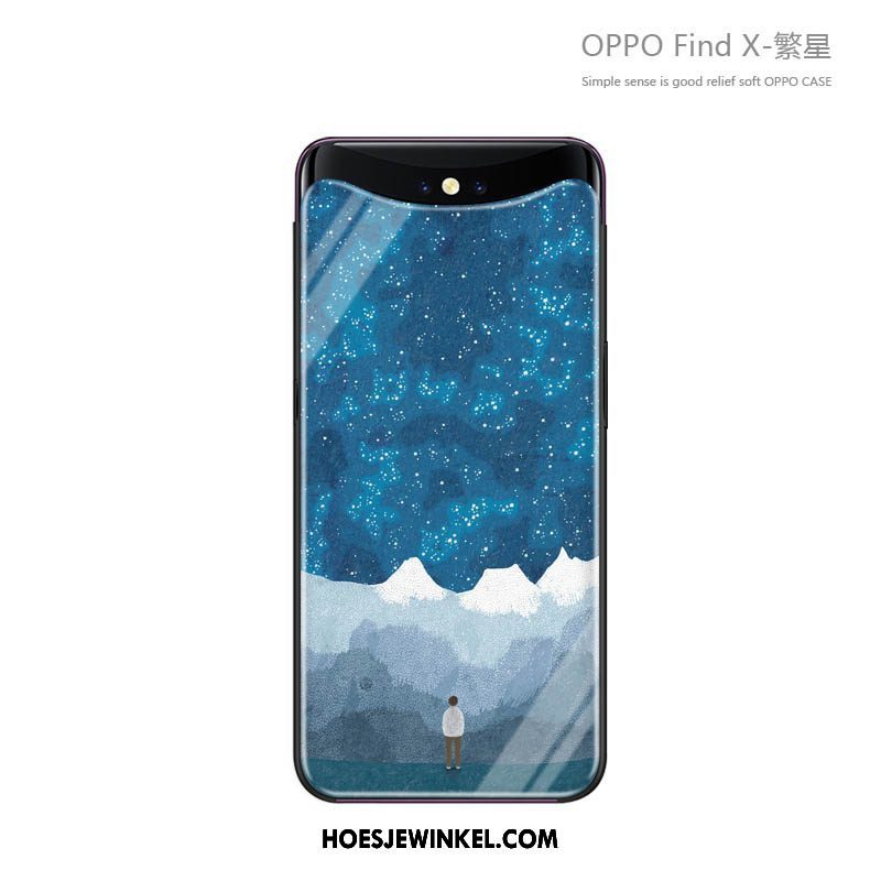 Oppo Find X Hoesje Hoes Blauw Trendy Merk, Oppo Find X Hoesje Persoonlijk Zacht