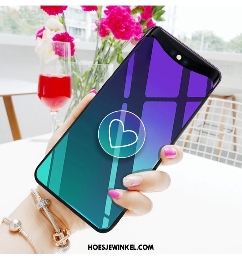 Oppo Find X Hoesje Trend Purper Siliconen, Oppo Find X Hoesje Gasbag Ondersteuning