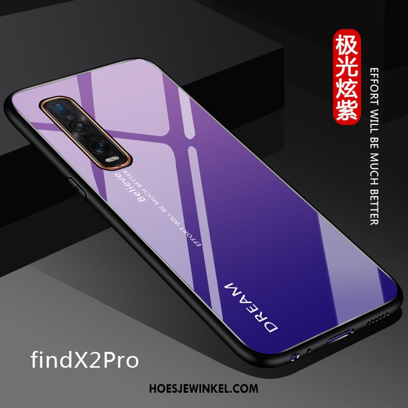 Oppo Find X2 Pro Hoesje Pas Glas Leer, Oppo Find X2 Pro Hoesje Mobiele Telefoon Verloop