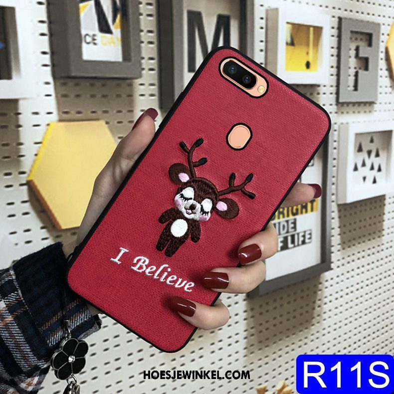 Oppo R11s Hoesje All Inclusive Spotprent Net Red, Oppo R11s Hoesje Hoes Rood