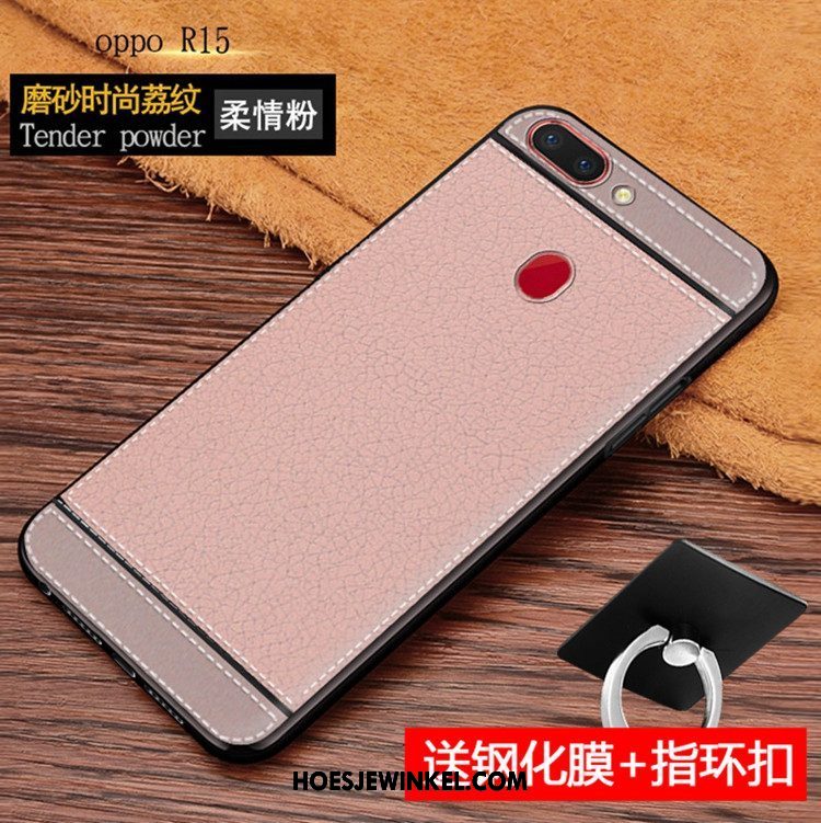 Oppo R15 Hoesje Anti-fall Mobiele Telefoon Leren Etui, Oppo R15 Hoesje Zacht Roze