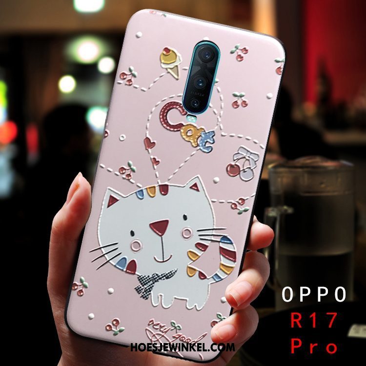 Oppo R17 Pro Hoesje Schrobben Reliëf Anti-fall, Oppo R17 Pro Hoesje Dierlijk Siliconen