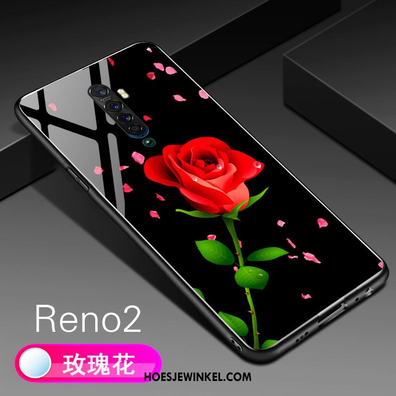 Oppo Reno 2 Hoesje Roze Siliconen Schrobben, Oppo Reno 2 Hoesje Bloemen Anti-fall