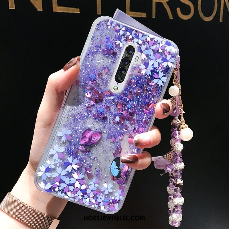 Oppo Reno 2 Hoesje Trend Vloeistof Mobiele Telefoon, Oppo Reno 2 Hoesje Vlinder Bloemen Drijfzand