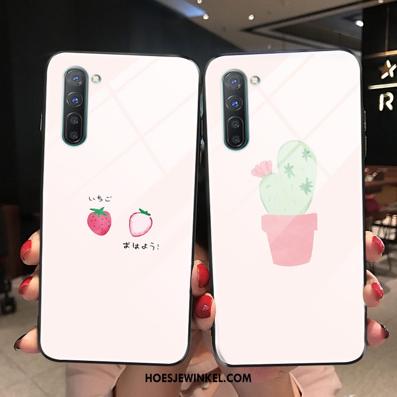 Oppo Reno 3 Hoesje Spotprent Glas Aardbei, Oppo Reno 3 Hoesje Bescherming Mobiele Telefoon