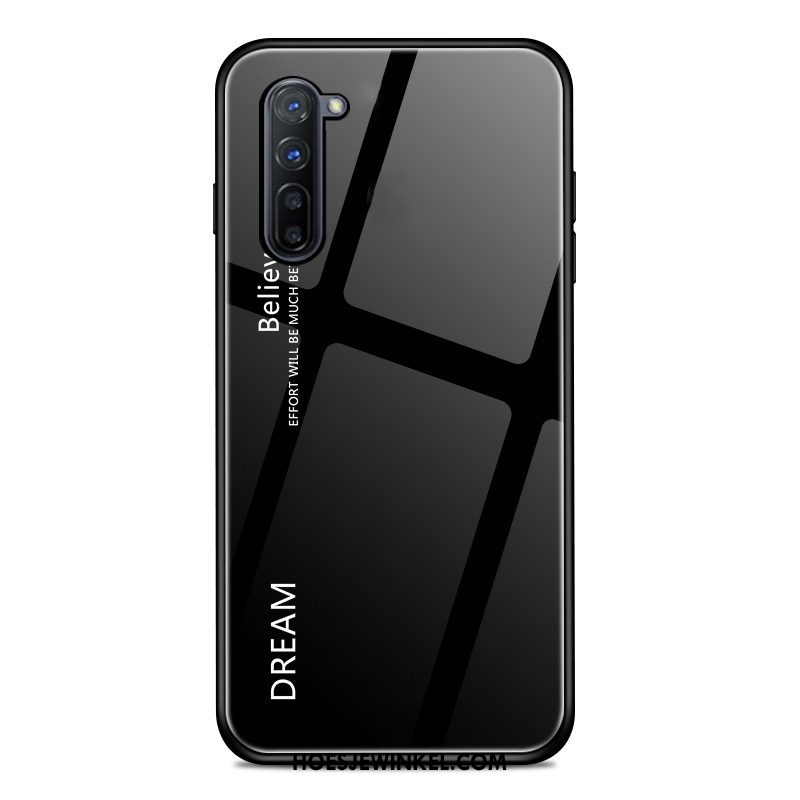 Oppo Reno 3 Hoesje Zwart Hoes Pas, Oppo Reno 3 Hoesje Lovers Effen Kleur