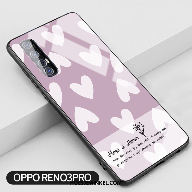 Oppo Reno 3 Pro Hoesje Scheppend Siliconen Vers, Oppo Reno 3 Pro Hoesje Roze Glas