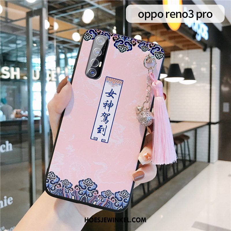 Oppo Reno 3 Pro Hoesje Siliconen Nieuw Net Red, Oppo Reno 3 Pro Hoesje Kwasten Paleis