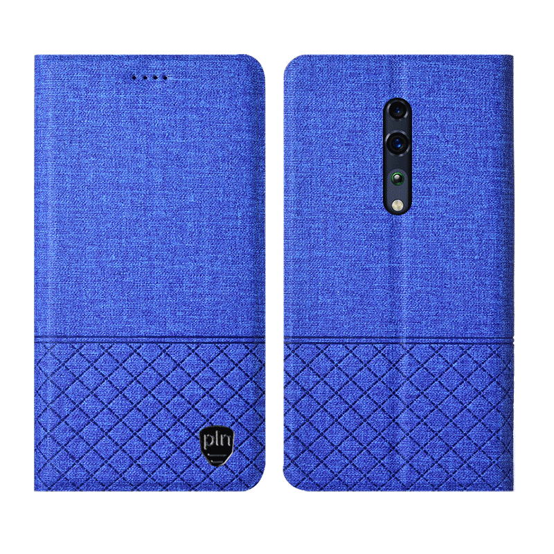 Oppo Reno Z Hoesje Blauw Anti-fall Katoen En Linnen, Oppo Reno Z Hoesje Mobiele Telefoon Folio