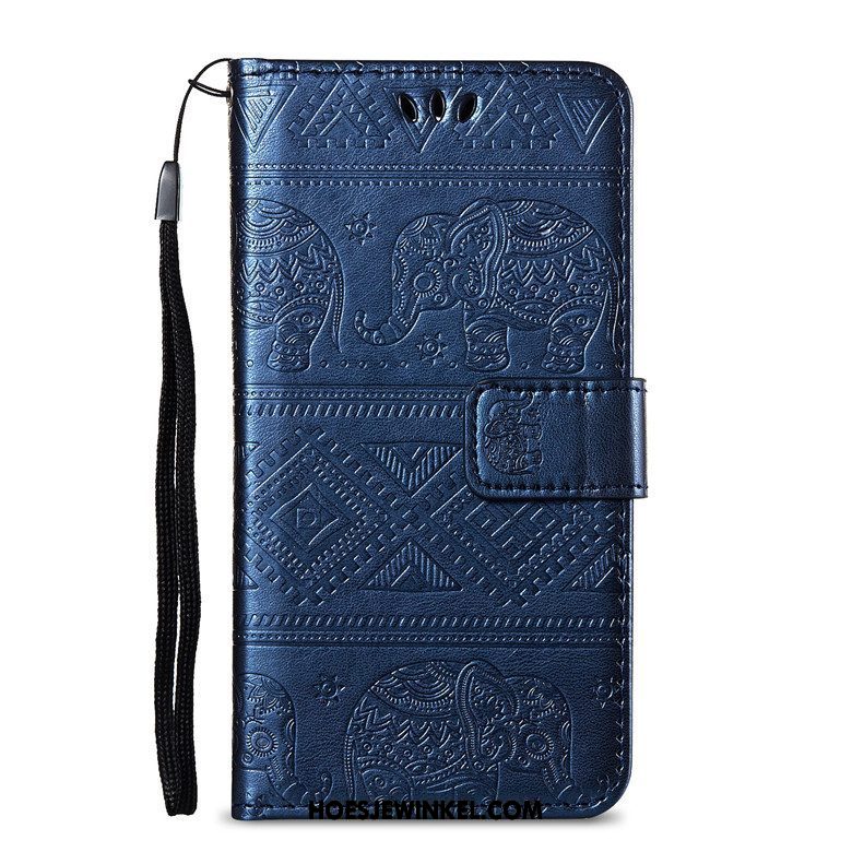 Pocophone F1 Hoesje Leren Etui Mobiele Telefoon Folio, Pocophone F1 Hoesje Mini Blauw Beige