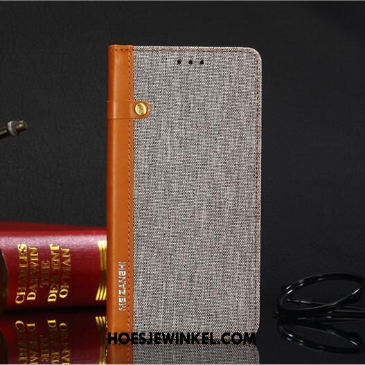 Pocophone F1 Hoesje Mini Clamshell Leren Etui, Pocophone F1 Hoesje All Inclusive Mobiele Telefoon Beige