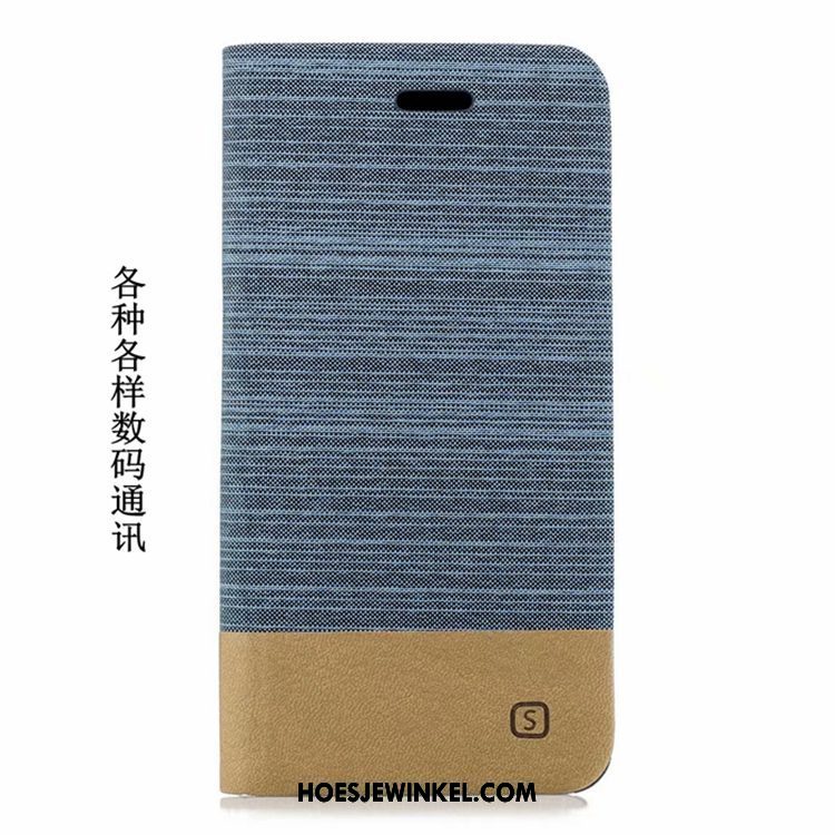 Pocophone F1 Hoesje Mobiele Telefoon Leren Etui Hoes, Pocophone F1 Hoesje Blauw Folio Beige