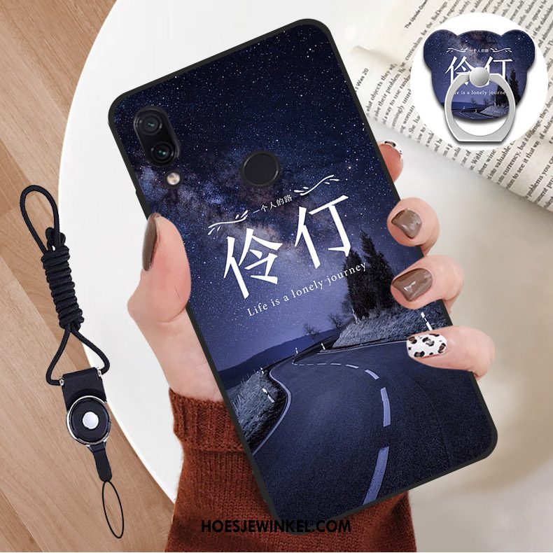 Redmi 7 Hoesje Skärmskydd Blauw Student, Redmi 7 Hoesje Hanger Tempereren Beige