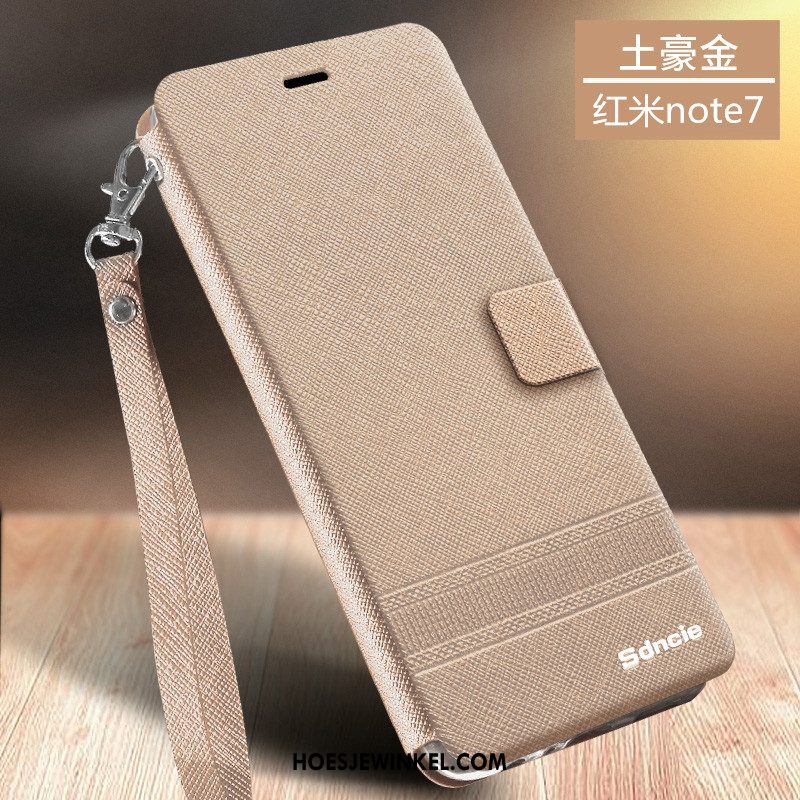 Redmi Note 7 Hoesje Bedrijf Zacht Leren Etui, Redmi Note 7 Hoesje Mini Skärmskydd Beige