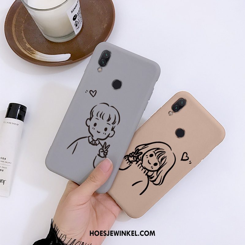 Redmi Note 7 Hoesje Mini Lovers Hoes, Redmi Note 7 Hoesje All Inclusive Grijs Beige