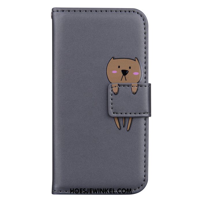 Redmi Note 9 Pro Hoesje Kaart Spotprent Leren Etui, Redmi Note 9 Pro Hoesje Folio Grijs Beige