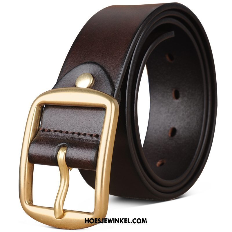 Riemen Heren Vintage Riem Leer, Riemen Casual Lederen Braun