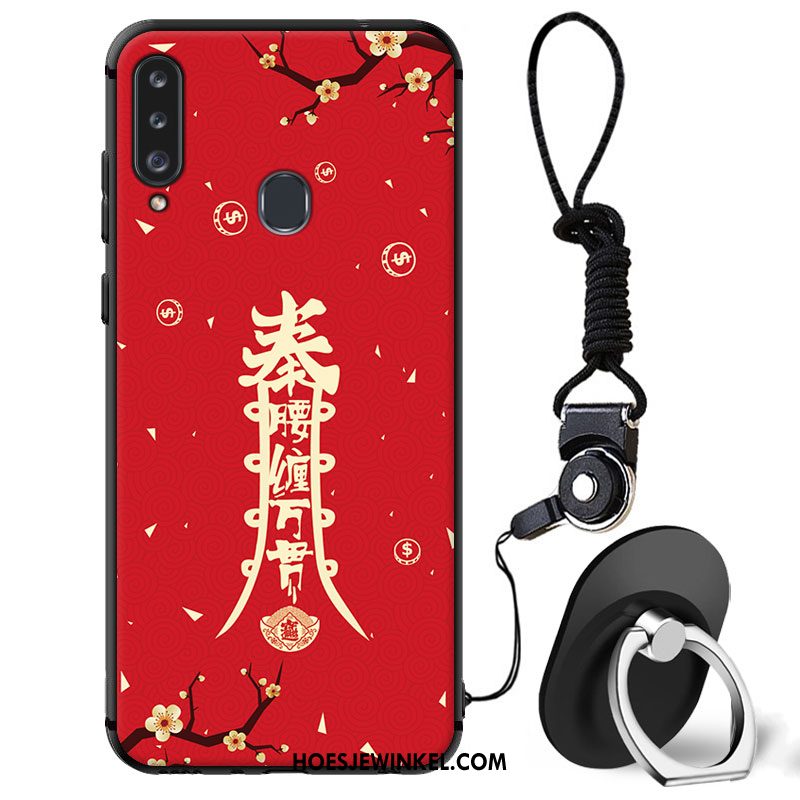 Samsung Galaxy A20s Hoesje Siliconen Rood Net Red, Samsung Galaxy A20s Hoesje Scheppend All Inclusive