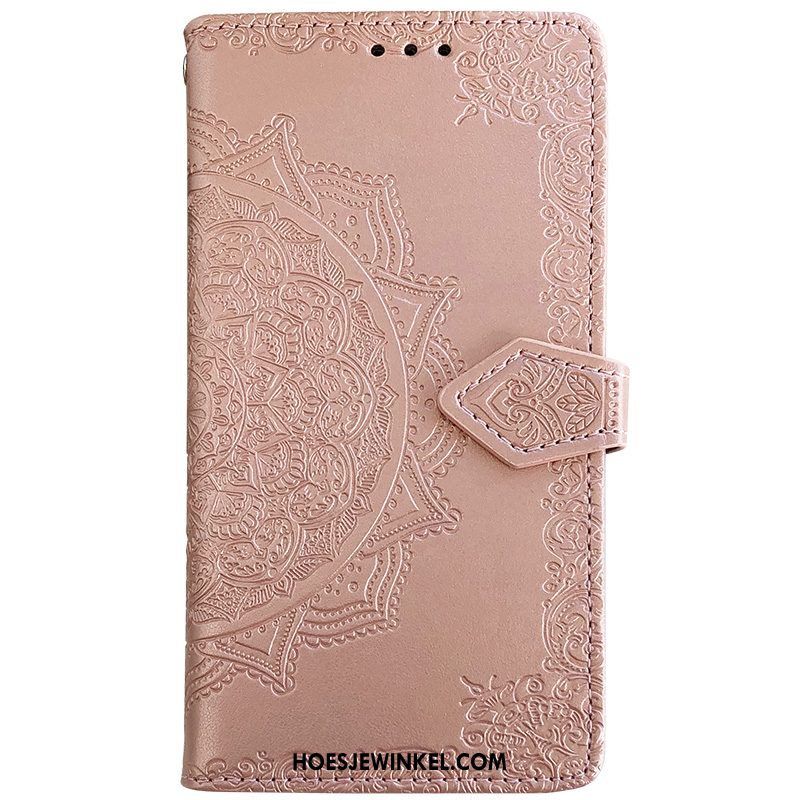 Samsung Galaxy A21s Hoesje Clamshell Hoes Mobiele Telefoon, Samsung Galaxy A21s Hoesje Leren Etui Roze