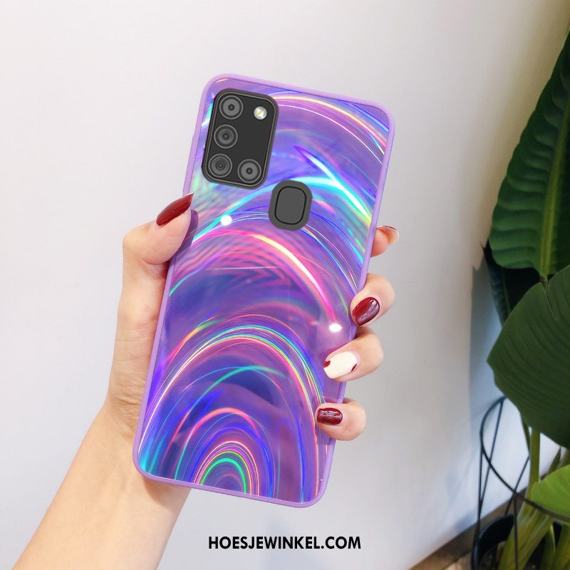 Samsung Galaxy A21s Hoesje Spotprent Hoes Ster, Samsung Galaxy A21s Hoesje Purper Lichte En Dun