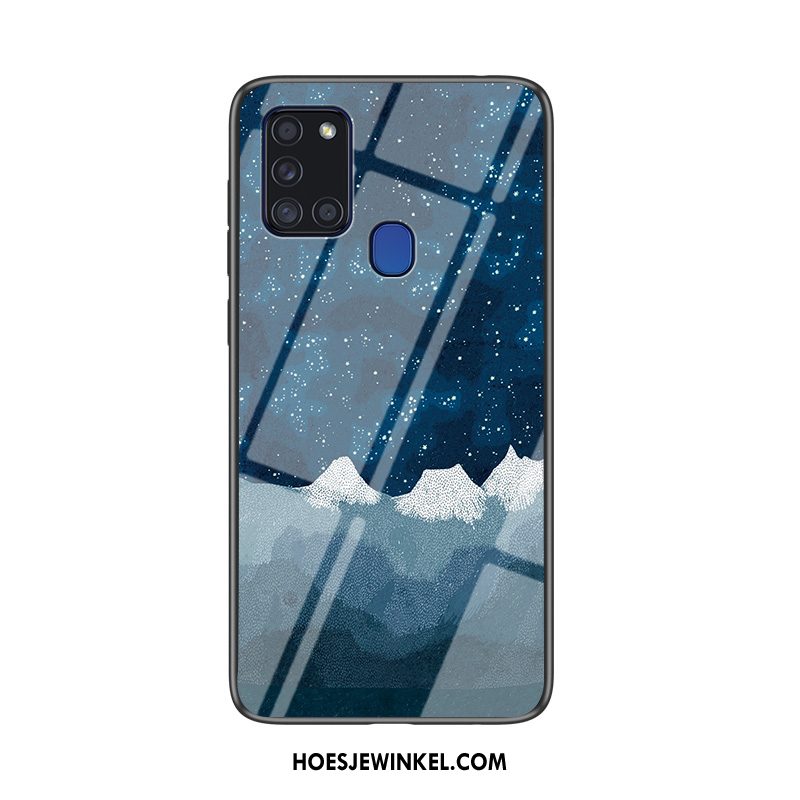 Samsung Galaxy A21s Hoesje Sterrenhemel Mobiele Telefoon Trend, Samsung Galaxy A21s Hoesje Donkerblauw Anti-fall