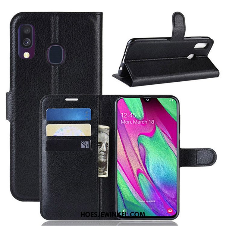 Samsung Galaxy A40 Hoesje Folio Portemonnee Bescherming, Samsung Galaxy A40 Hoesje Mobiele Telefoon Leren Etui