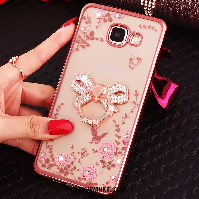 Samsung Galaxy A5 2016 Hoesje Rose Goud Siliconen Met Strass, Samsung Galaxy A5 2016 Hoesje Bescherming Dun