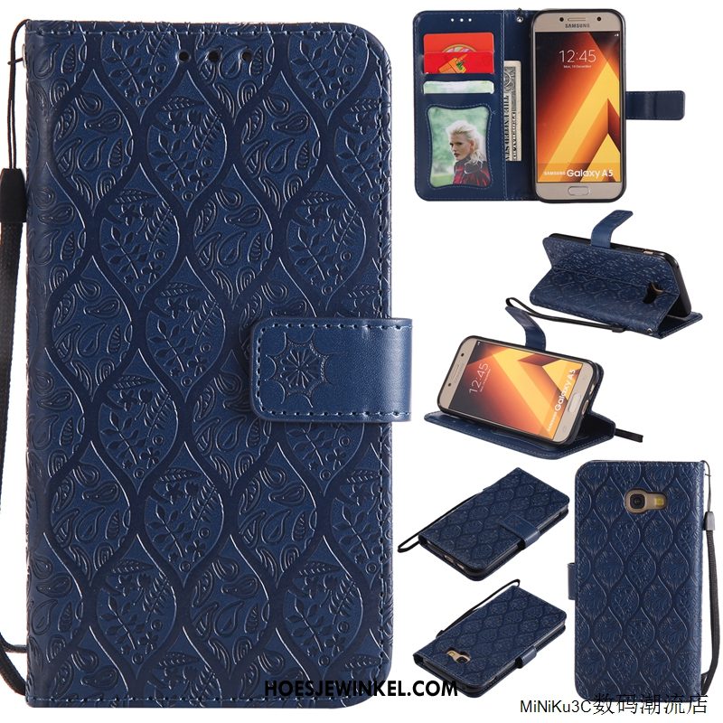 Samsung Galaxy A5 2017 Hoesje Donkerblauw Anti-fall Ster, Samsung Galaxy A5 2017 Hoesje Folio Bescherming