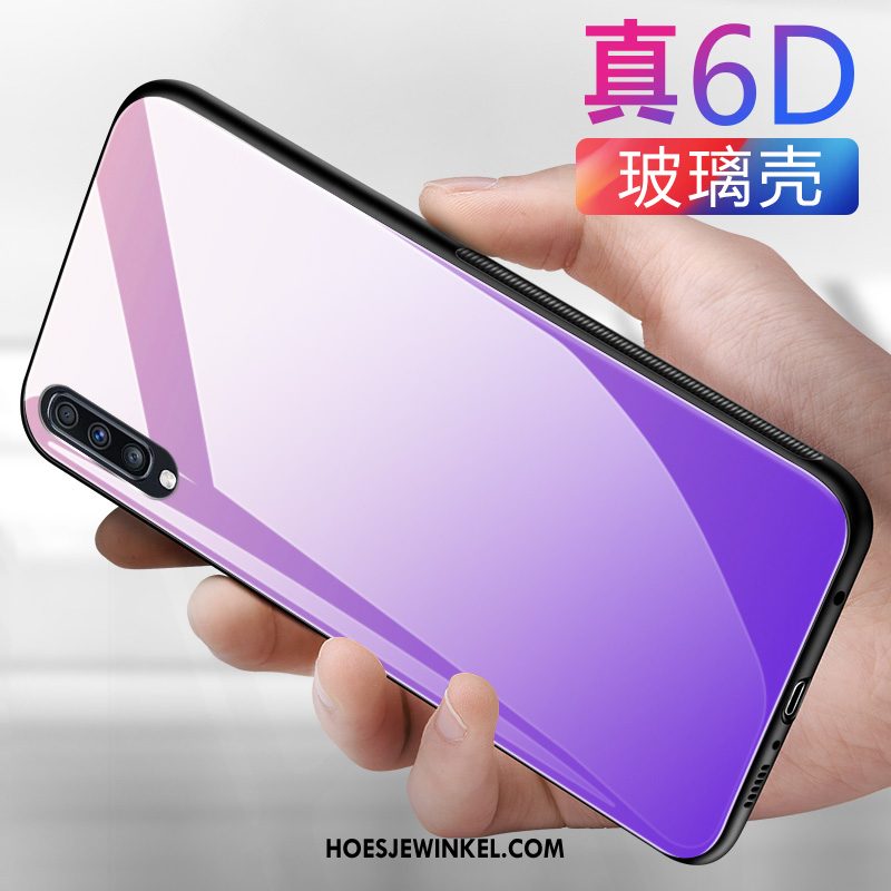 Samsung Galaxy A50 Hoesje Glas Persoonlijk Trendy Merk, Samsung Galaxy A50 Hoesje Bescherming Effen Kleur