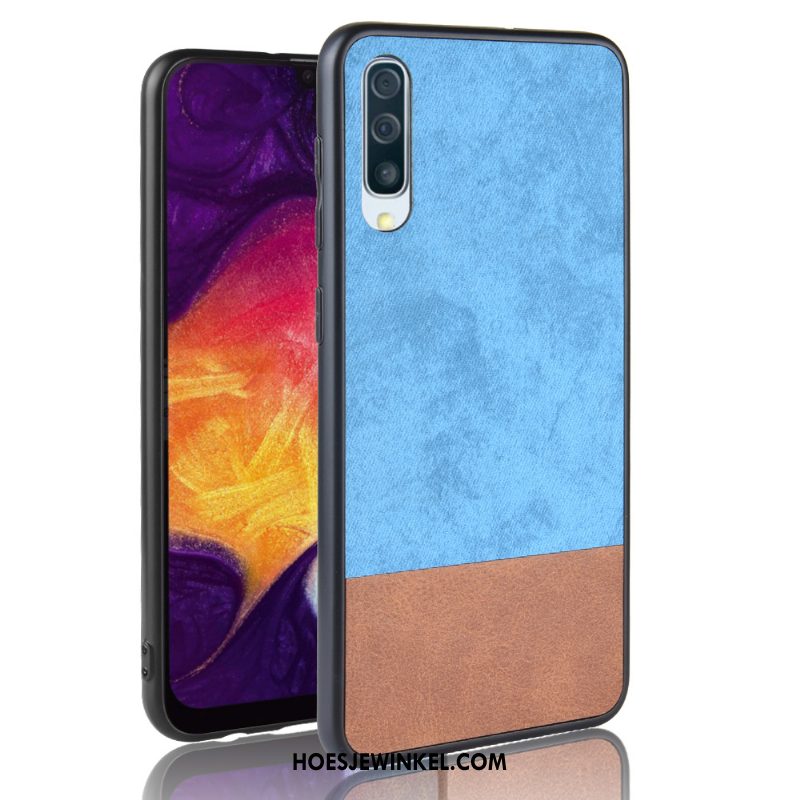 Samsung Galaxy A50 Hoesje Lovers Patroon Schrobben, Samsung Galaxy A50 Hoesje Denim Gemengde Kleuren