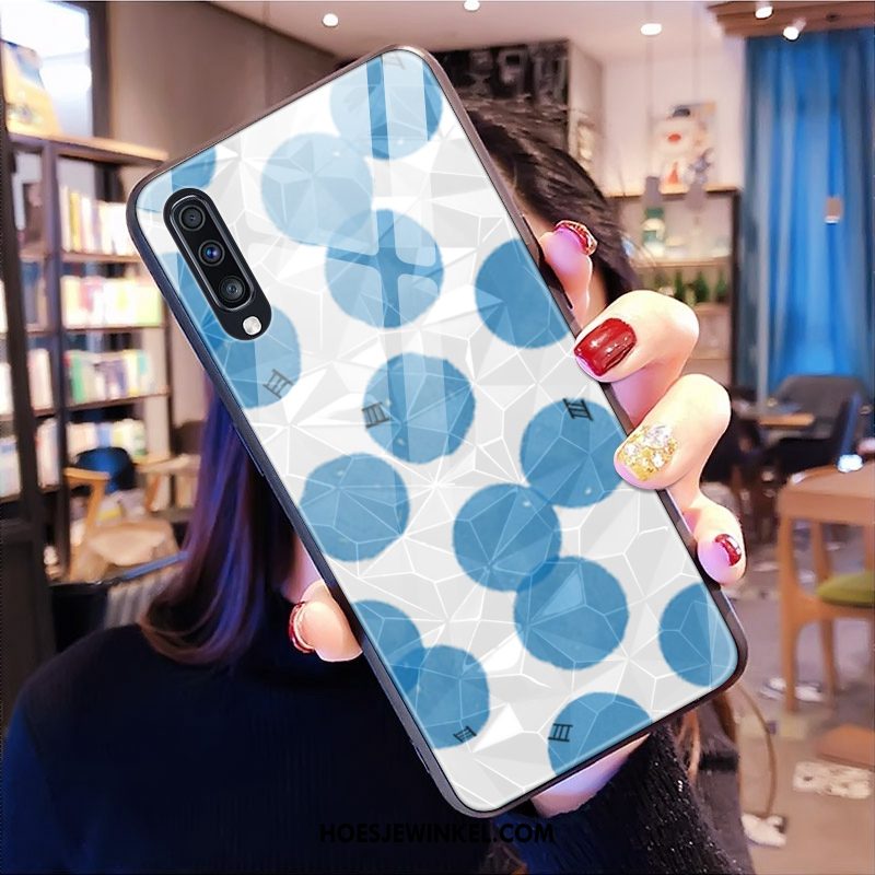 Samsung Galaxy A50s Hoesje Blauw Zacht Ster, Samsung Galaxy A50s Hoesje Ruit Spotprent