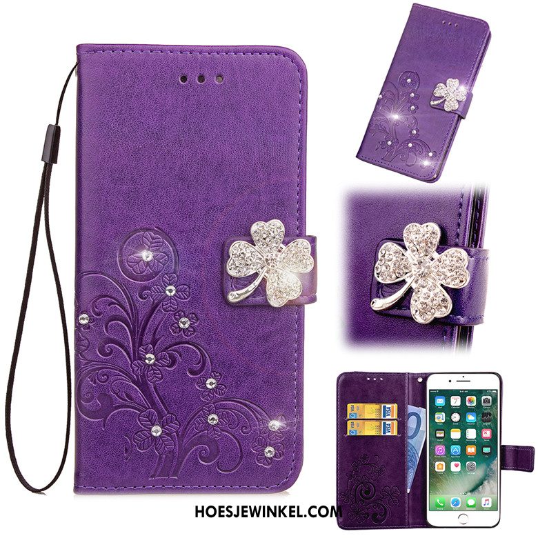 Samsung Galaxy A50s Hoesje Met Strass Mobiele Telefoon Purper, Samsung Galaxy A50s Hoesje Folio Leren Etui