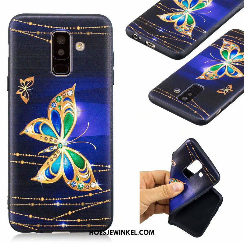 Samsung Galaxy A6+ Hoesje Blauw Mooie Bescherming, Samsung Galaxy A6+ Hoesje Hoes Anti-fall