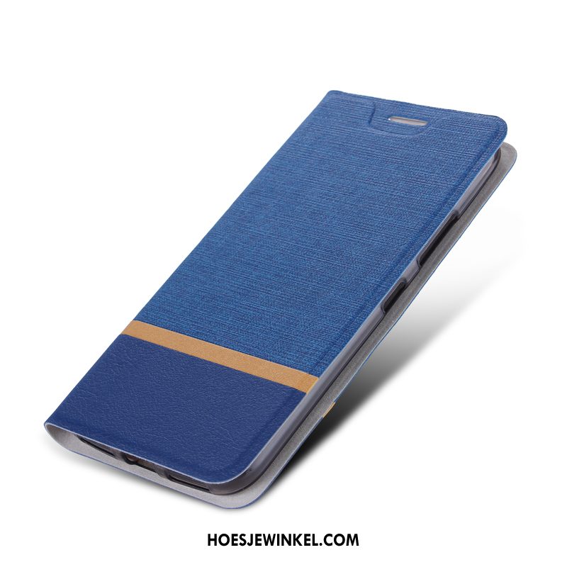 Samsung Galaxy A6+ Hoesje Hoes Donkerblauw Mobiele Telefoon, Samsung Galaxy A6+ Hoesje Ster Leren Etui