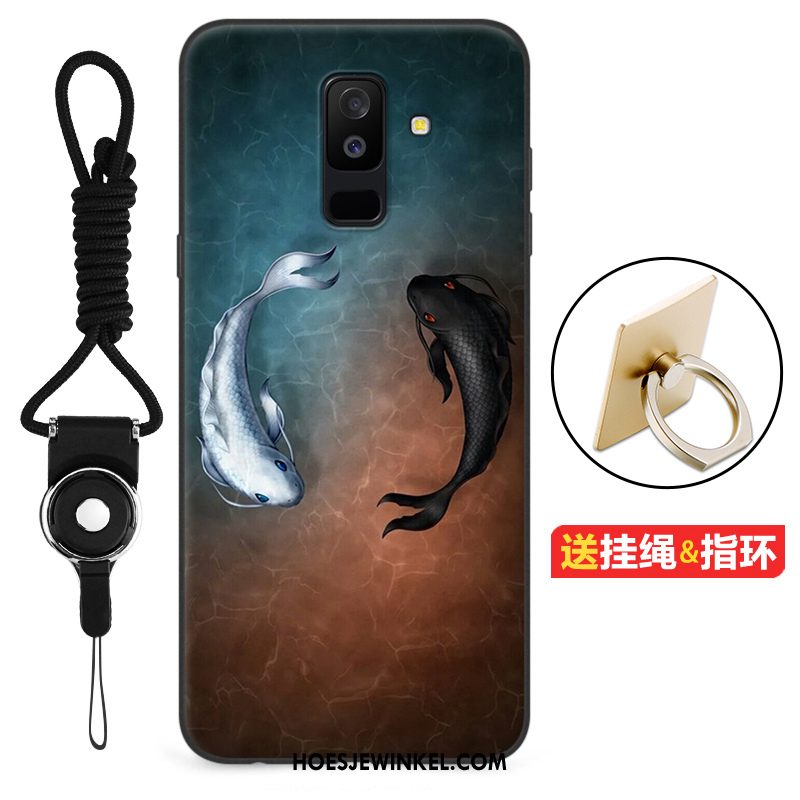 Samsung Galaxy A6+ Hoesje Ring Scheppend Zacht, Samsung Galaxy A6+ Hoesje Ster Klittenband