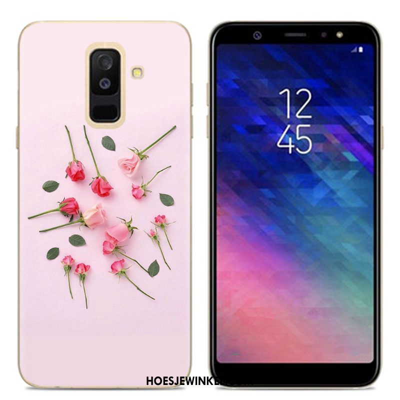 Samsung Galaxy A6+ Hoesje Roze Zacht Siliconen, Samsung Galaxy A6+ Hoesje Doorzichtig Ster