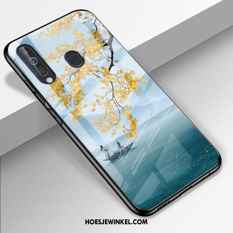 Samsung Galaxy A60 Hoesje Glas Bescherming Blauw, Samsung Galaxy A60 Hoesje Mobiele Telefoon Hoes