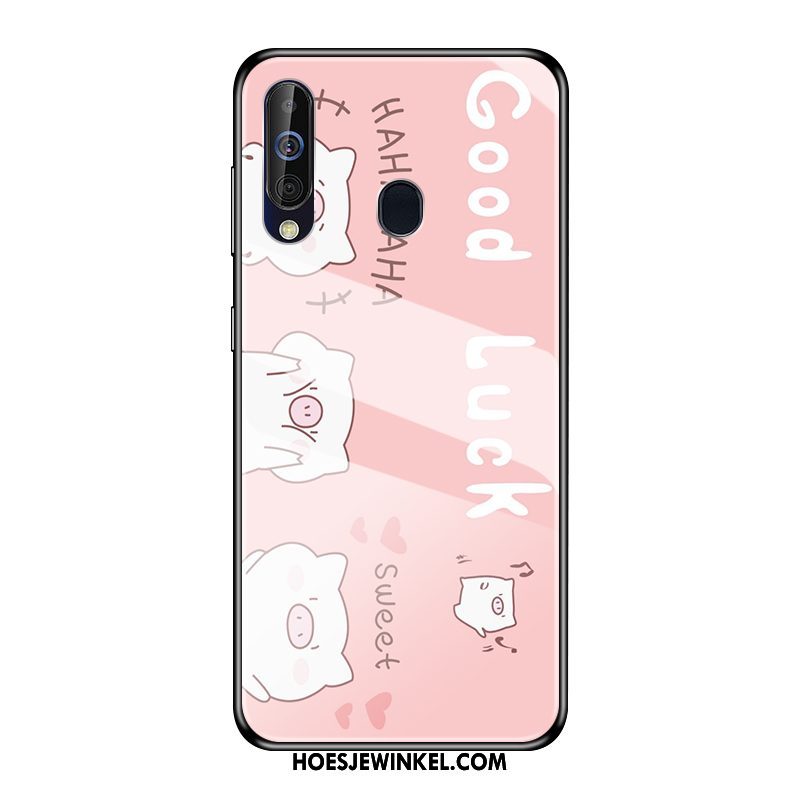 Samsung Galaxy A60 Hoesje Glas Roze Siliconen, Samsung Galaxy A60 Hoesje Scheppend Mobiele Telefoon