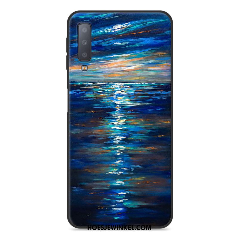 Samsung Galaxy A7 2018 Hoesje Anti-fall Spotprent Blauw, Samsung Galaxy A7 2018 Hoesje Zacht Ster