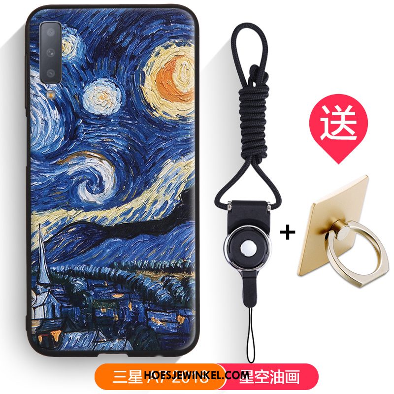 Samsung Galaxy A7 2018 Hoesje Blauw All Inclusive Zacht, Samsung Galaxy A7 2018 Hoesje Mobiele Telefoon Trend