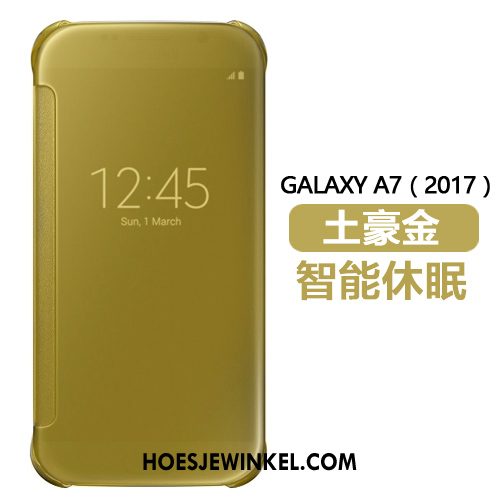 Samsung Galaxy A7 2018 Hoesje Hoes Mobiele Telefoon Bescherming, Samsung Galaxy A7 2018 Hoesje Goud Folio