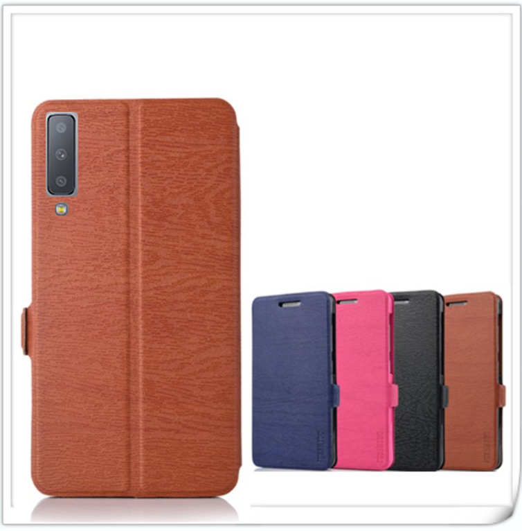 Samsung Galaxy A7 2018 Hoesje Ster Hoes Leren Etui, Samsung Galaxy A7 2018 Hoesje Bescherming Mobiele Telefoon Braun Braun