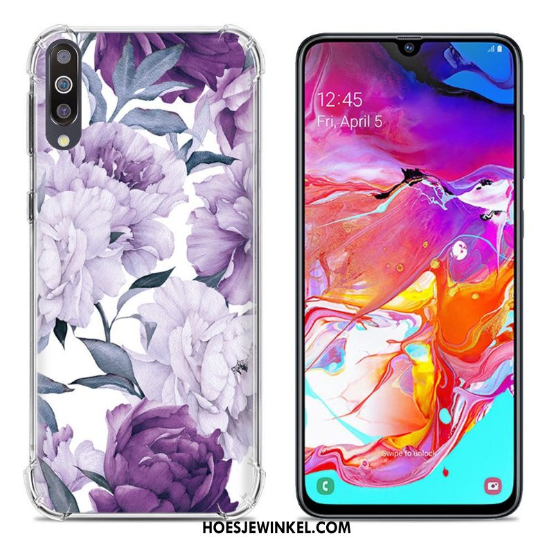 Samsung Galaxy A70 Hoesje Anti-fall Ster Geschilderd, Samsung Galaxy A70 Hoesje Purper Scheppend