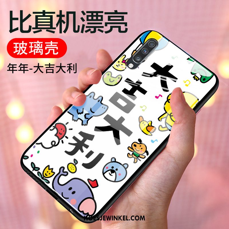 Samsung Galaxy A70 Hoesje Chinese Stijl Wit Bescherming, Samsung Galaxy A70 Hoesje Glas Scheppend