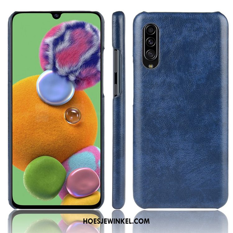 Samsung Galaxy A70s Hoesje Ster Leer Blauw, Samsung Galaxy A70s Hoesje Tas Persoonlijk