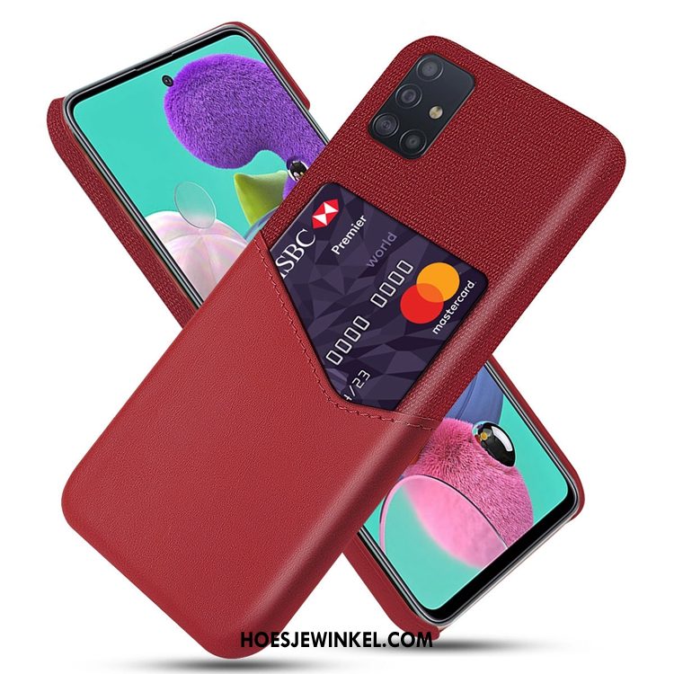 Samsung Galaxy A71 Hoesje Kaart Mobiele Telefoon Rood, Samsung Galaxy A71 Hoesje Anti-fall Tas