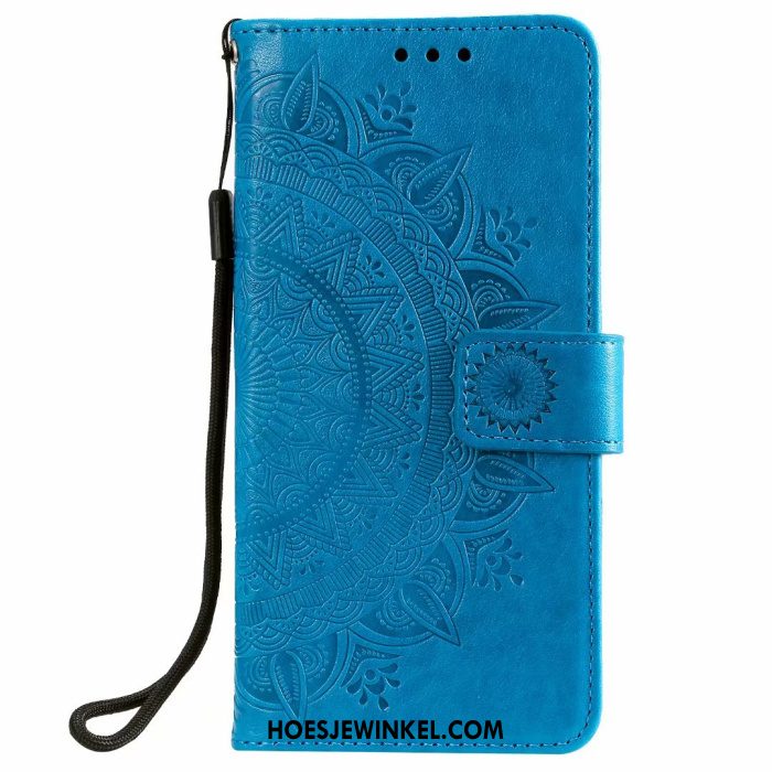 Samsung Galaxy A71 Hoesje Ster Totem Folio, Samsung Galaxy A71 Hoesje Leren Etui Blauw