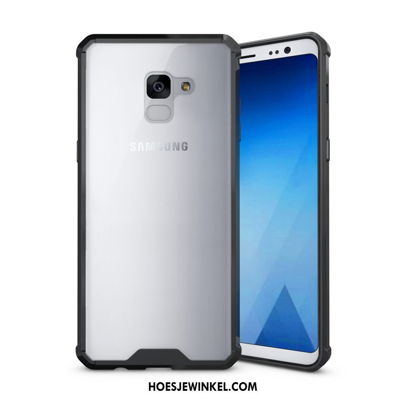 Samsung Galaxy A8 2018 Hoesje Bescherming Hoes Zwart, Samsung Galaxy A8 2018 Hoesje Ster Doorzichtig