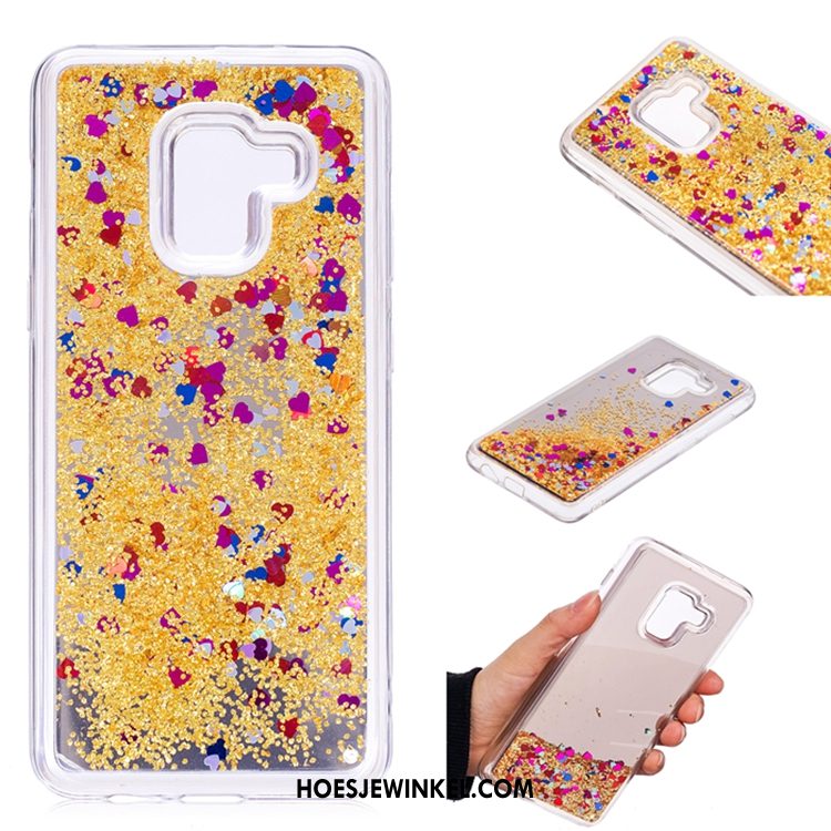 Samsung Galaxy A8 2018 Hoesje Hoes Drijfzand Trend, Samsung Galaxy A8 2018 Hoesje Goud Bescherming